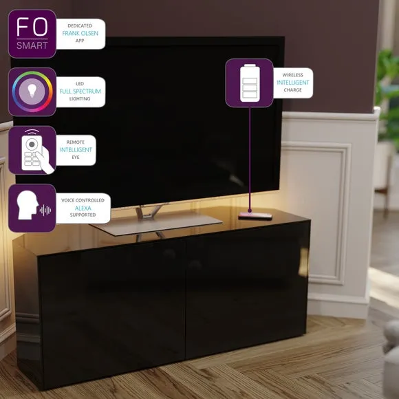 Corner TV Unit with LED Lighting - Black