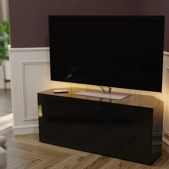 Corner TV Unit with LED Lighting - Black image