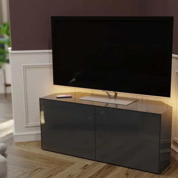 Corner TV Unit with LED Lighting - Grey