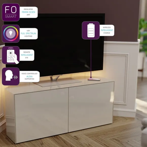 Corner TV Unit with LED Lighting - White