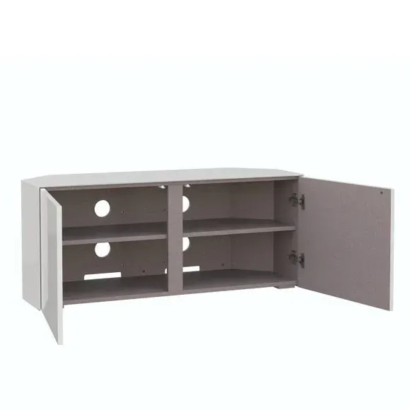 Corner TV Unit with LED Lighting - White