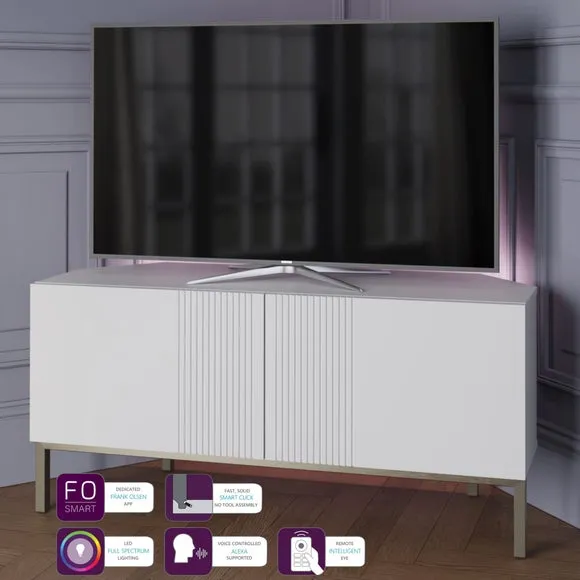 Corner TV Unit with Smart Features - White