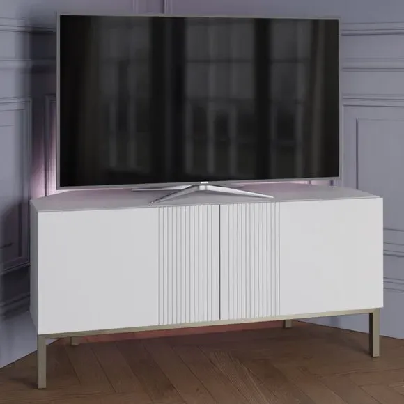 Corner TV Unit with Smart Features - White