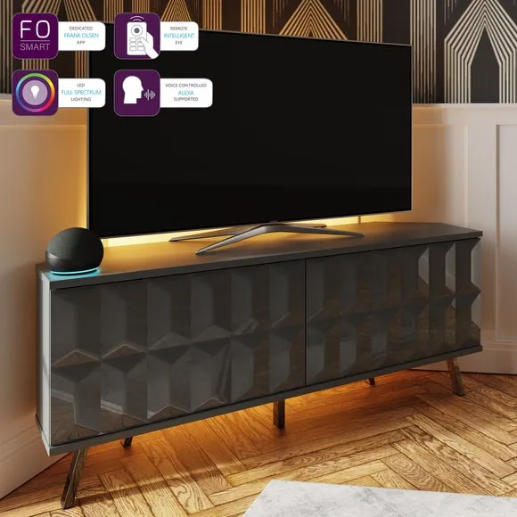 Corner TV Unit with Smart LED - Grey