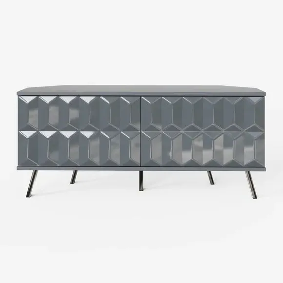 Corner TV Unit with Smart LED - Grey