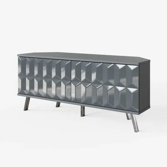 Corner TV Unit with Smart LED - Grey