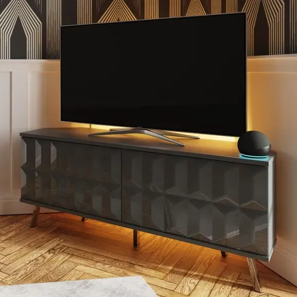 Corner TV Unit with Smart LED - Grey