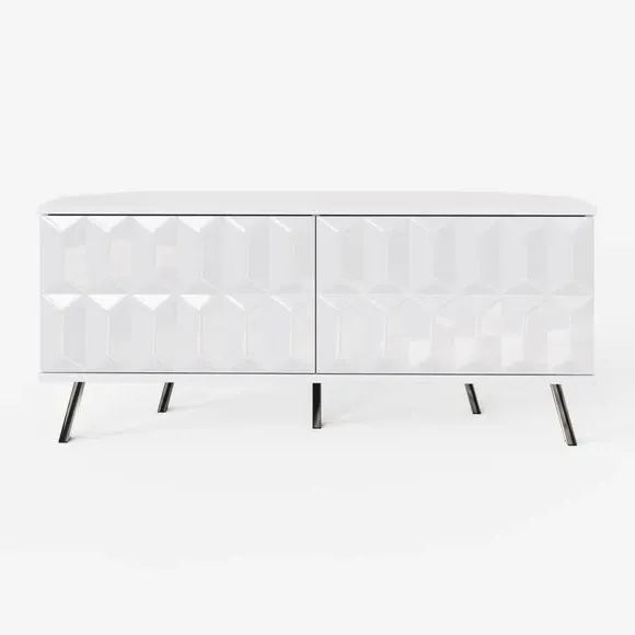 Corner TV Unit with Smart LED - White