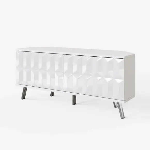 Corner TV Unit with Smart LED - White