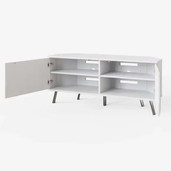 Corner TV Unit with Smart LED - White