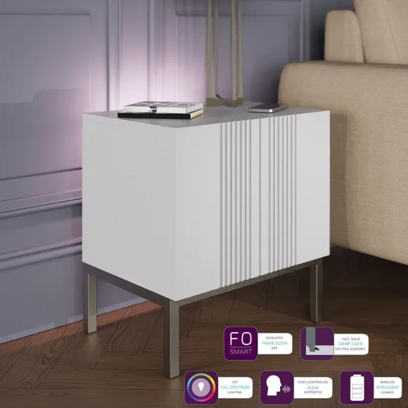 Lamp Table with Smart Features - White