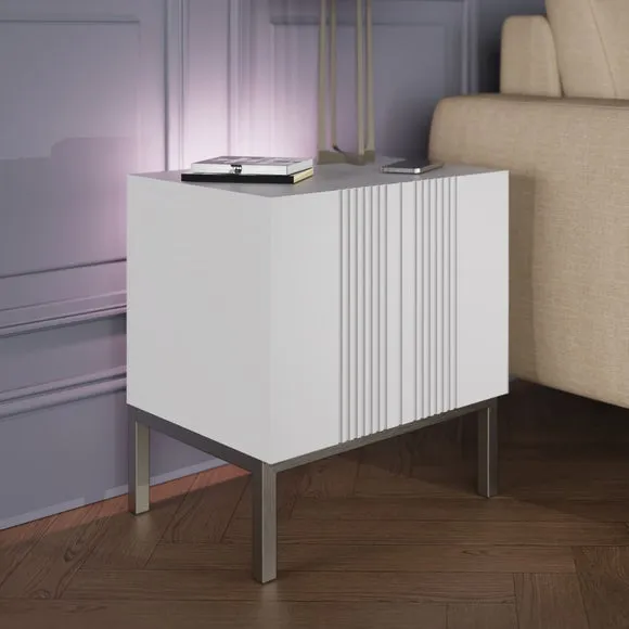 Lamp Table with Smart Features - White