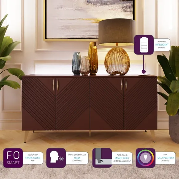 Large Sideboard with Smart LEDs - Deep Mulberry