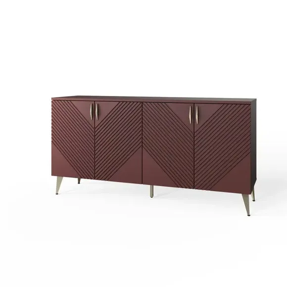 Large Sideboard with Smart LEDs - Deep Mulberry