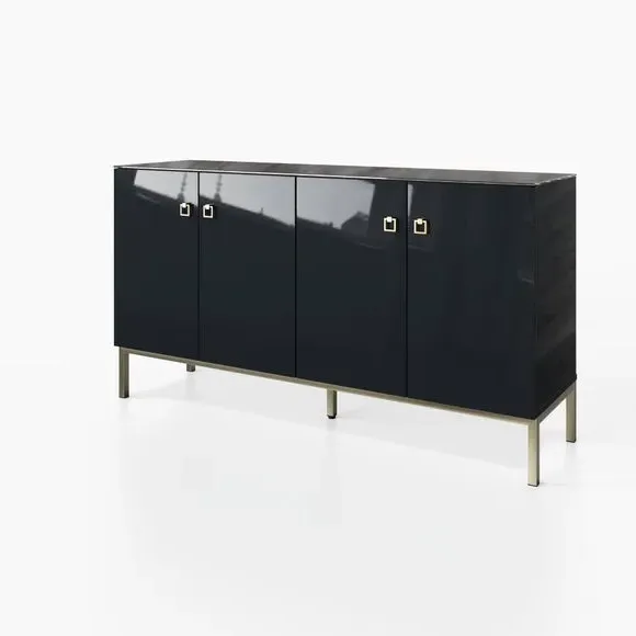 Large Smart Sideboard with LED - Black, Glass