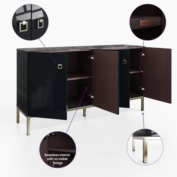 Large Smart Sideboard with LED - Black, Glass