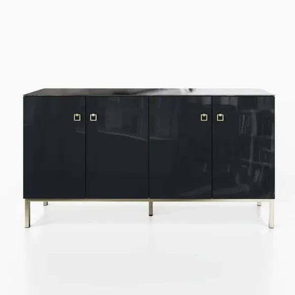 Large Smart Sideboard with LED - Black, Glass