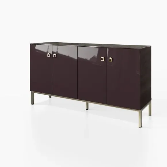 Large Smart Sideboard with LED - Blue, Glass