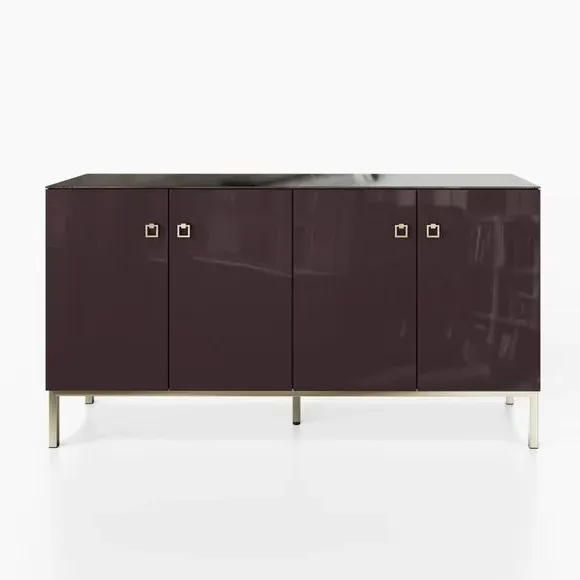 Large Smart Sideboard with LED - Blue, Glass