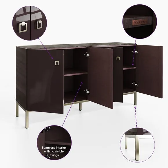 Large Smart Sideboard with LED - Blue, Glass