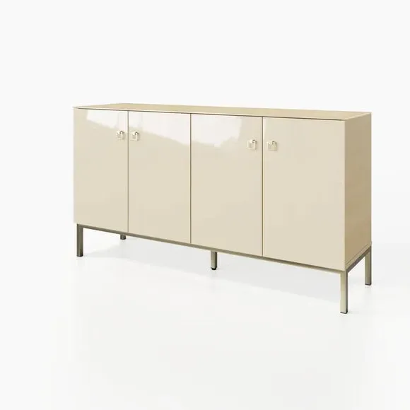 Large Smart Sideboard with LED - White, Glass