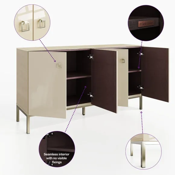 Large Smart Sideboard with LED - White, Glass