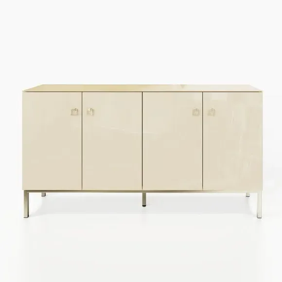 Large Smart Sideboard with LED - White, Glass