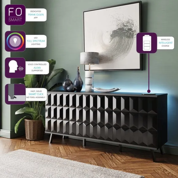 LED Sideboard with Wireless Charger - Black