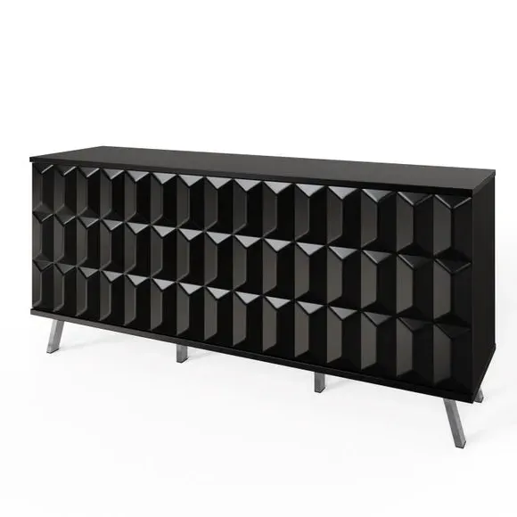 LED Sideboard with Wireless Charger - Black