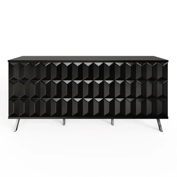 LED Sideboard with Wireless Charger - Black