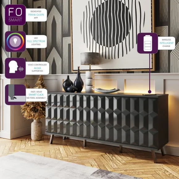 LED Sideboard with Wireless Charger - Grey