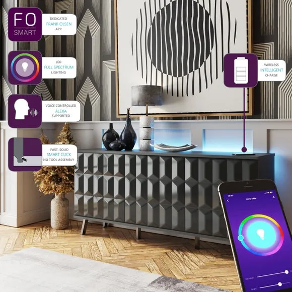 LED Sideboard with Wireless Charger - Grey