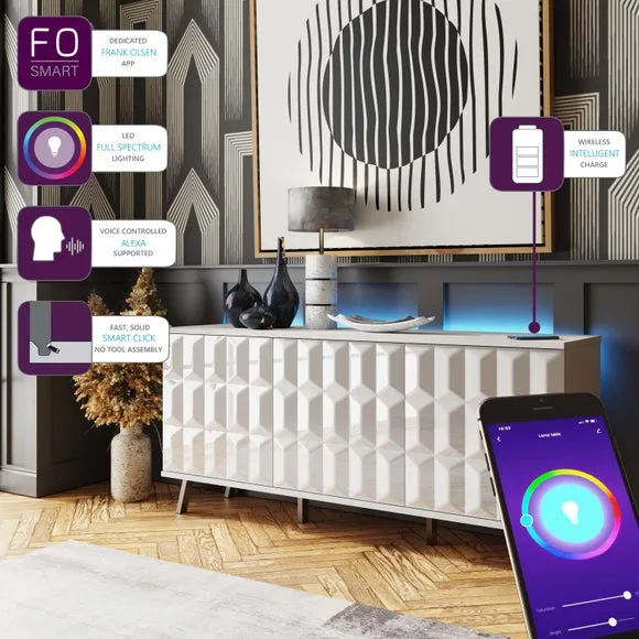 LED Sideboard with Wireless Charger - White