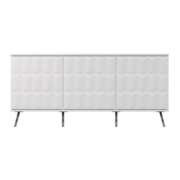 LED Sideboard with Wireless Charger - White
