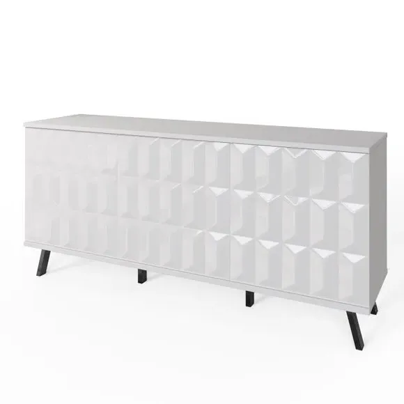 LED Sideboard with Wireless Charger - White