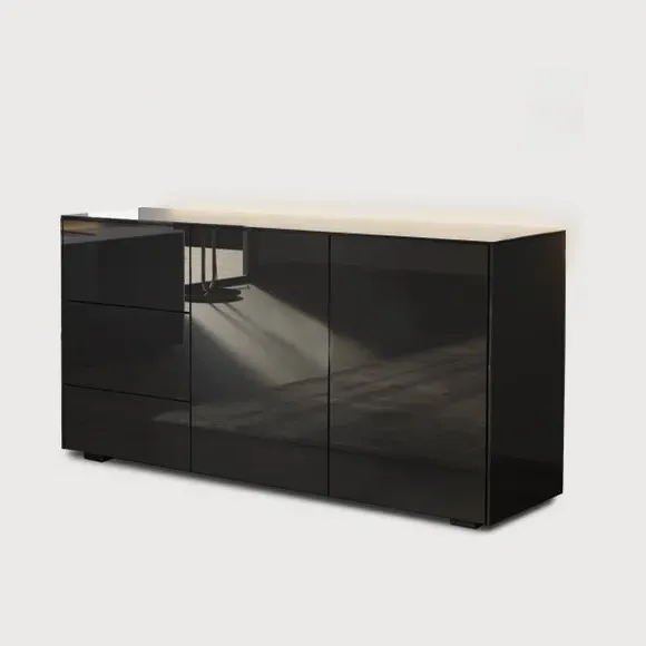 LED Sideboard with Wireless Charging - Black