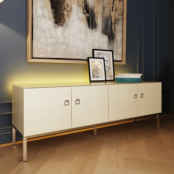 Low Smart TV Unit with LED Lights - Alabaster