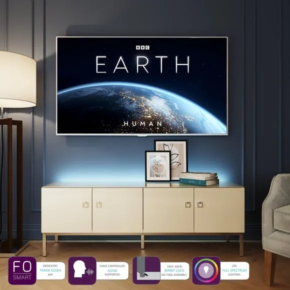 Low Smart TV Unit with LED Lights - Alabaster