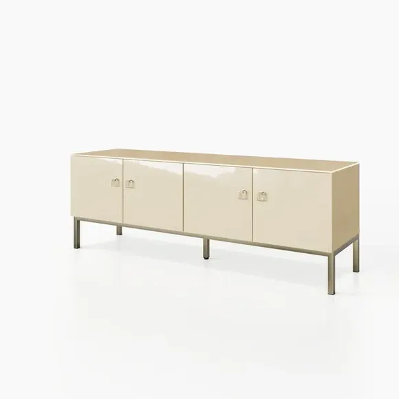 Low Smart TV Unit with LED Lights - Alabaster
