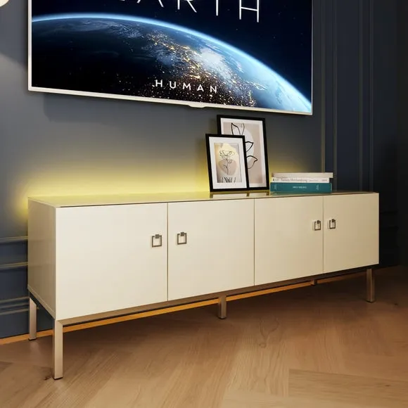 Low Smart TV Unit with LED Lights - Alabaster