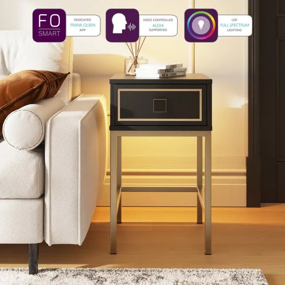 Side Table with LED Lighting - Black
