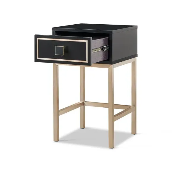 Side Table with LED Lighting - Black