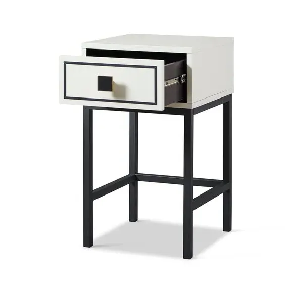 Side Table with LED Lighting - White