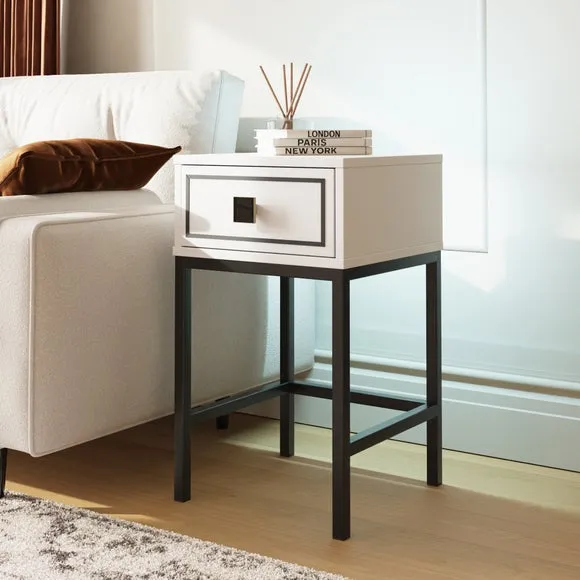 Side Table with LED Lighting - White