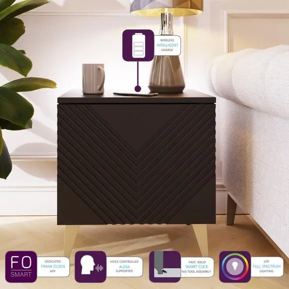 Side Table with Smart LED & Charging - Midnight