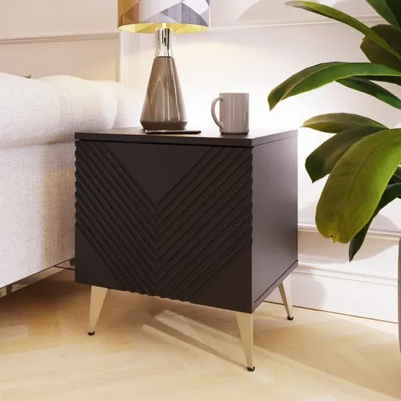 Side Table with Smart LED & Charging - Midnight image