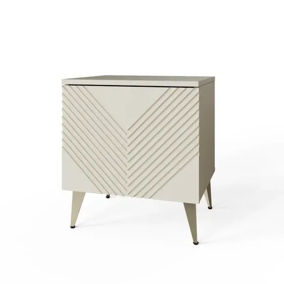 Side Table with Smart LED & Charging - White