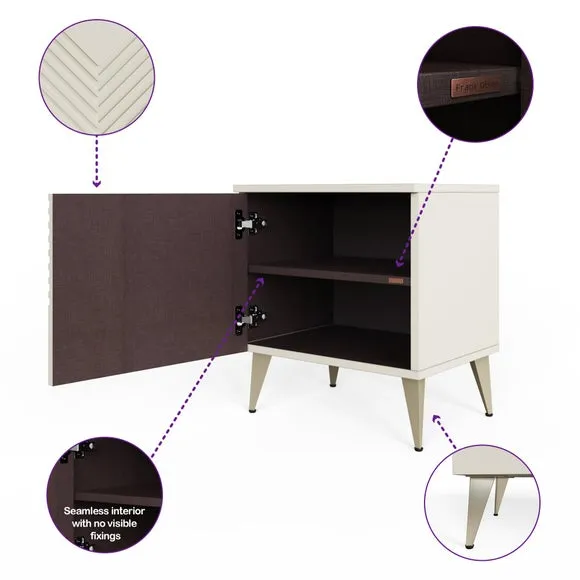Side Table with Smart LED & Charging - White