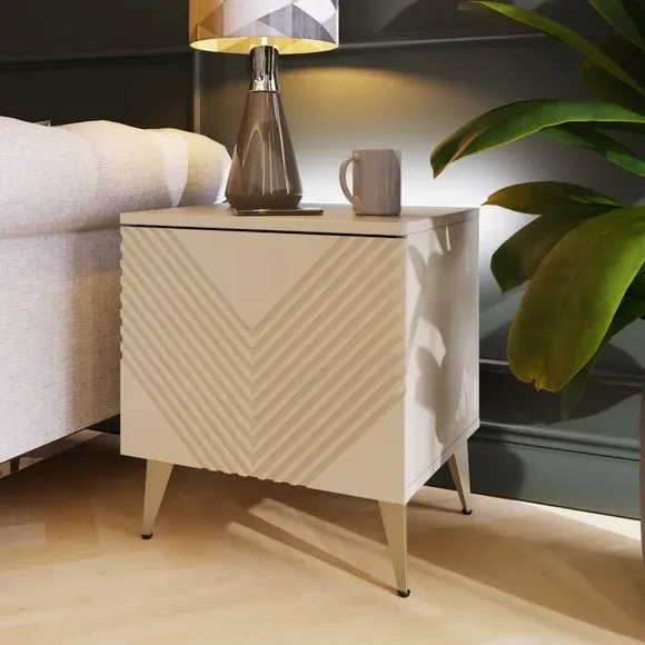 Side Table with Smart LED & Charging - White