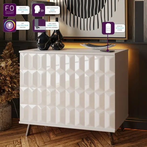 Small Sideboard with LED Lighting - White